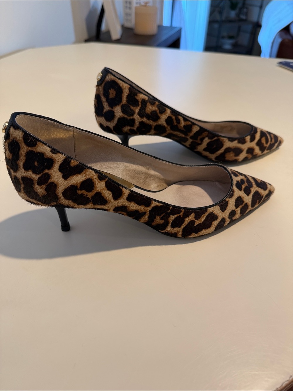 Michael Kors Leopard Print Pointed-Toe Heels - Brown/Black - Picture 2 of 10